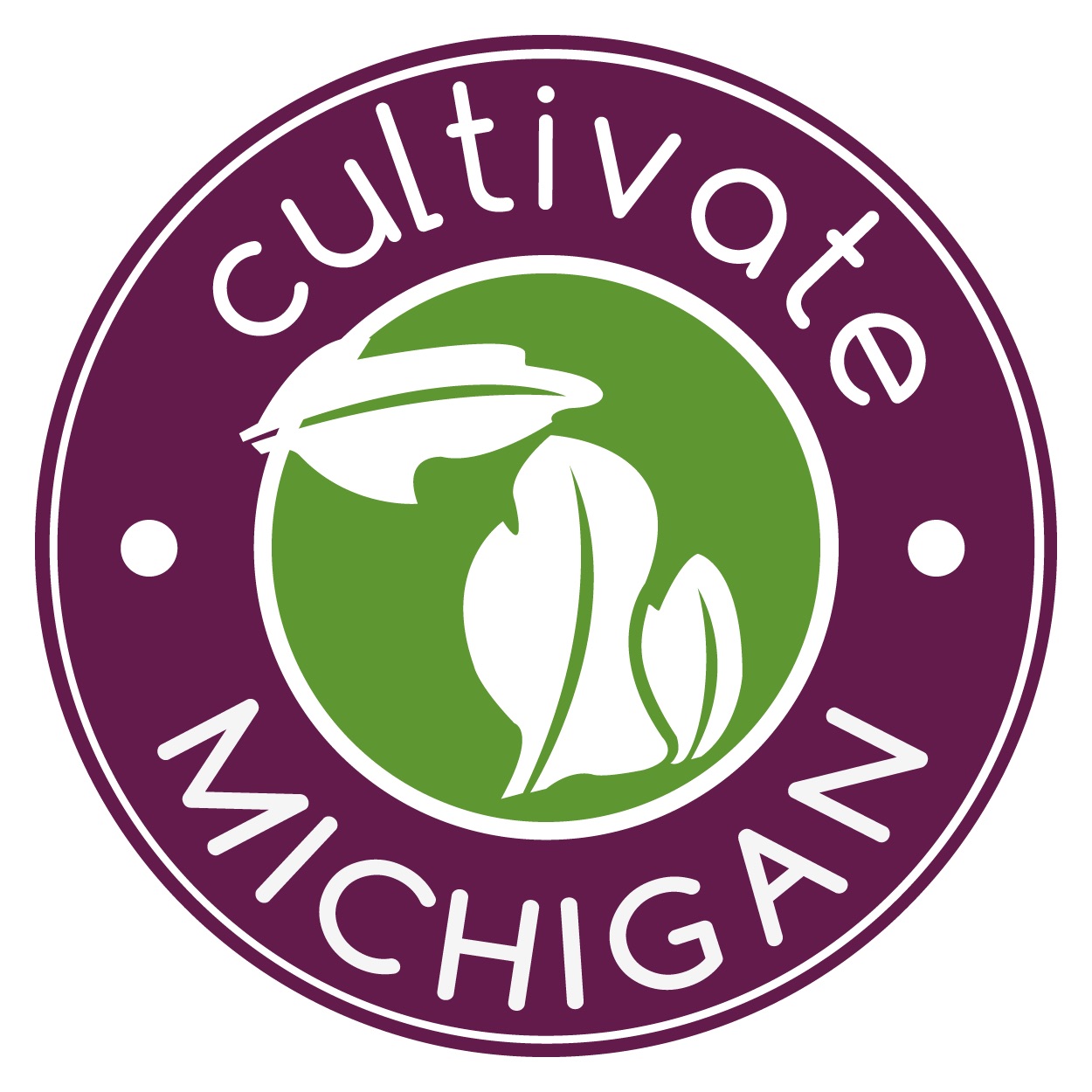 Purple and Green circle cultivate michigan logo